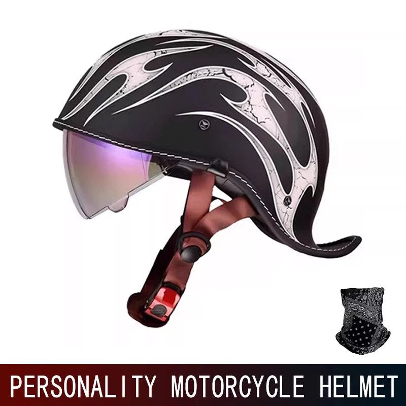 New-style cocked helmet retro personality Japanese ladle helmet for men and women summer half helmet motorcycle electric helmet
