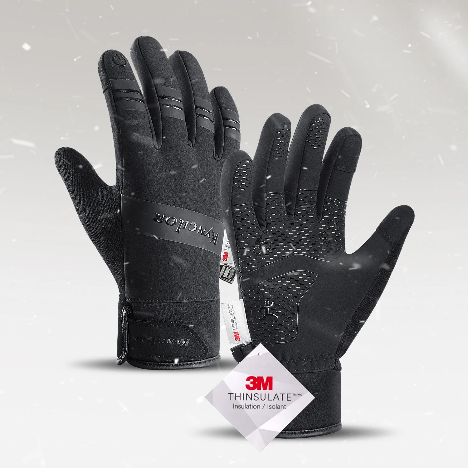 Cycling Gloves Winter Touch Screen Motorcycle Gloves Outdoor Scooter Windproof Riding Ski Gloves Warm Bike Gloves Black Cycling