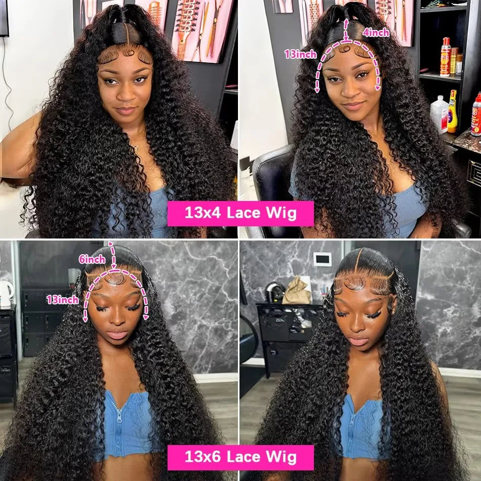 220 Density 13x6 Hd Lace Frontal Wigs Brazilian 32 34 40 Inch Deep Wave Curly Human Hair Wigs For Black Women Preplucked