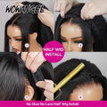 250% Light Yaki Half Wigs Human Hair Invisible Hairline Wear Go Glueless Wigs Yaki Straight 3 In 1 Flip Over Wig Quick Install