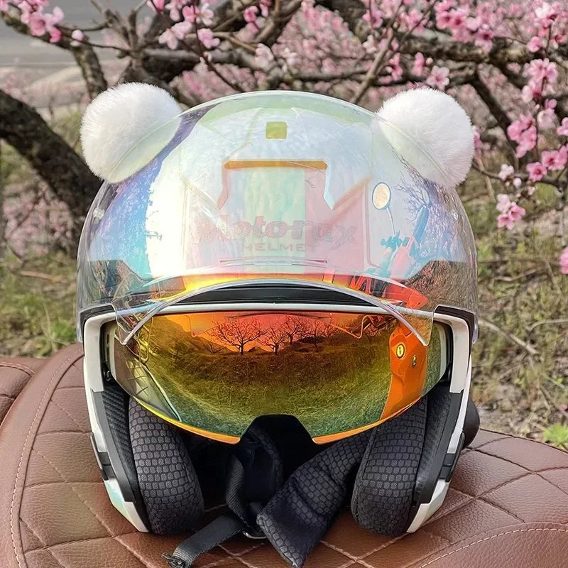 Ski Helmet Decoration Plush Bear Ear Motorcycle Riding Helm Accessories Small Panda Ears