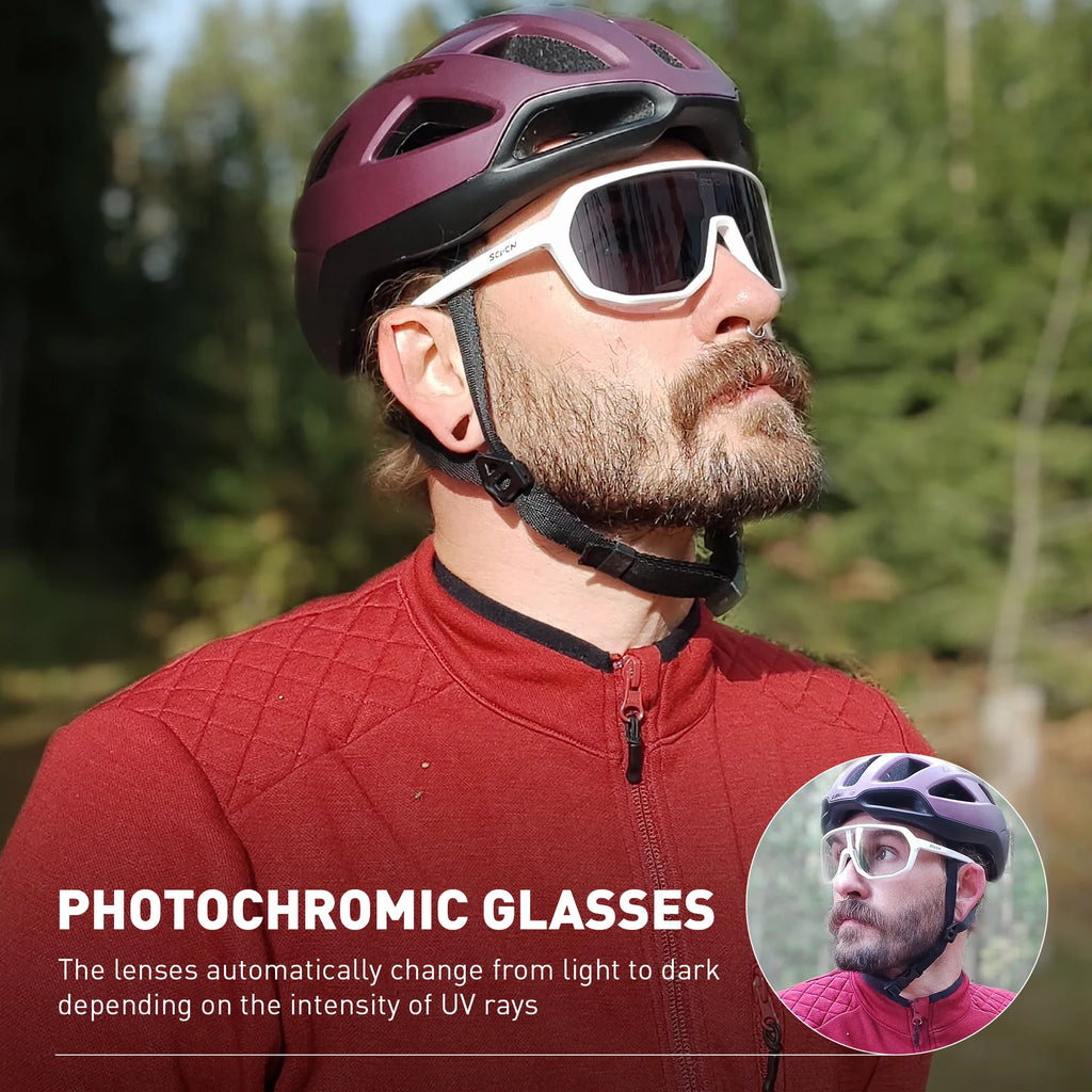 SCVCN Photochromic Cycling Glasses UV400 Goggles Hot Motorcycle Bike Riding Outdoor Sport Cycling Sunglasses Men Women Hiking