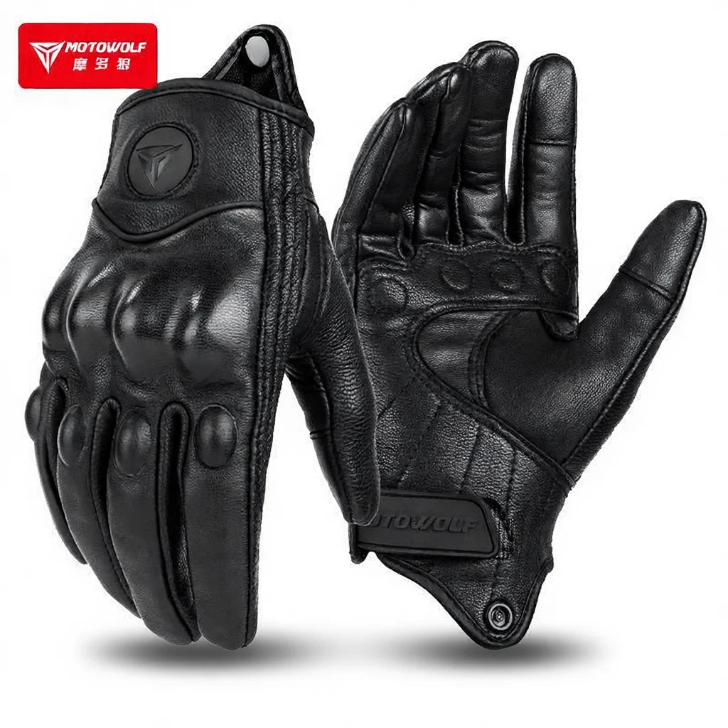 MOTOWOLF Motorcycle Gloves Men Leather Riding Gloves Touchscreen Anti-Skid Breathable Four Seasons Unisex