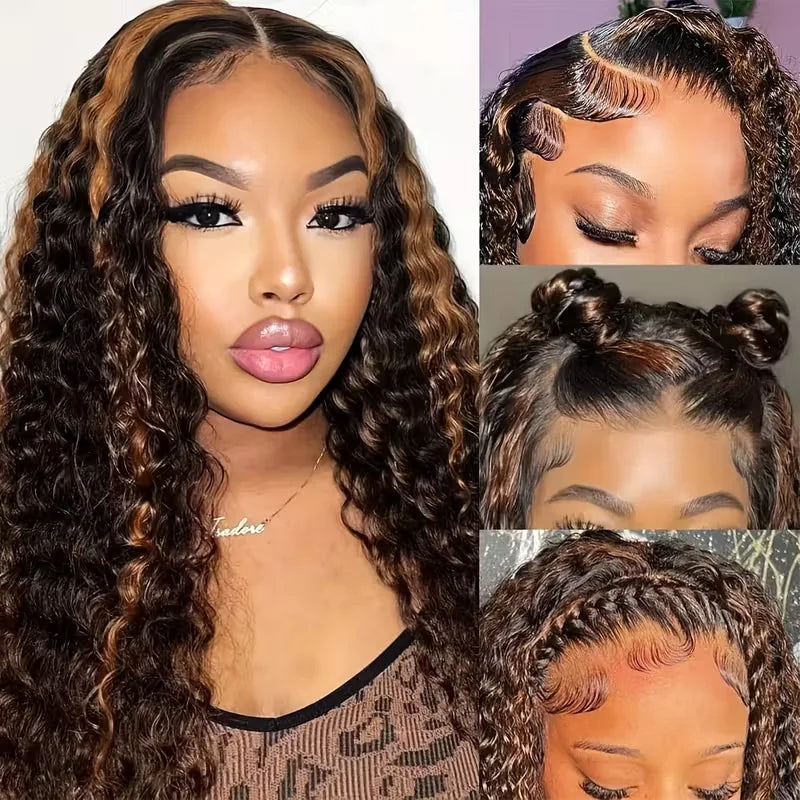 5x5 Glueless Wig Deep Wave 13x4 Lace Front Wigs Human Hair 1B/30 Ombre Colored 13x6 Lace Front Wig Highlight Curly Wig For Women