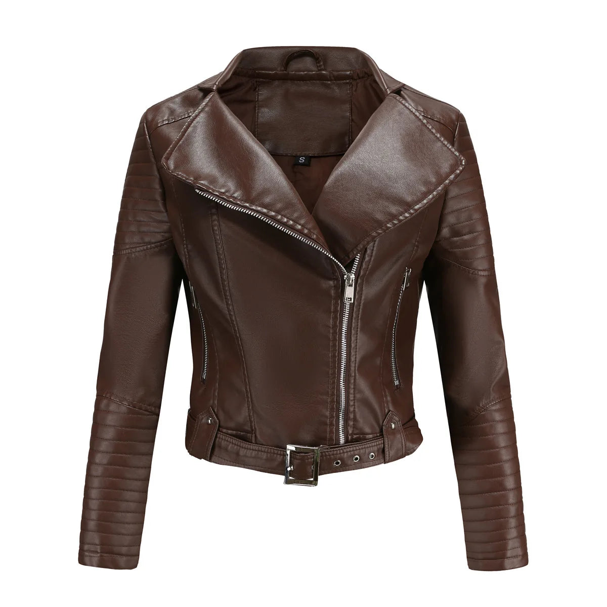 black high-quality clothing Leather coat spring women leather jacket slim motorcycle clothing Zipper fashion jackets and coats