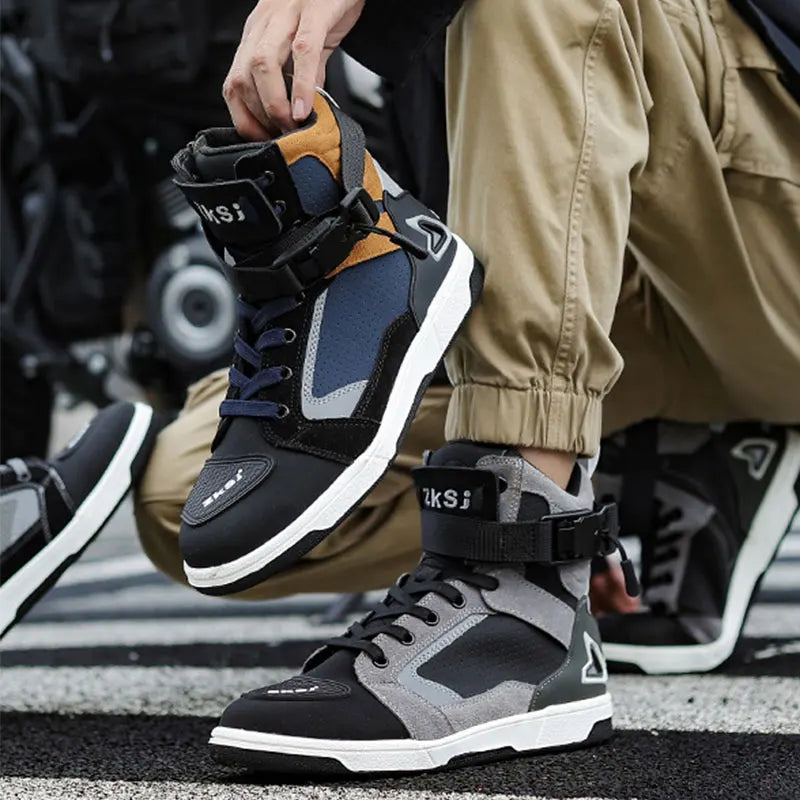 Men's Motorcycle Boots Breathable Anti-fall Rider Road Racing Casual Shoes Man Motorbike Boot TPU Protection Motos Shoes