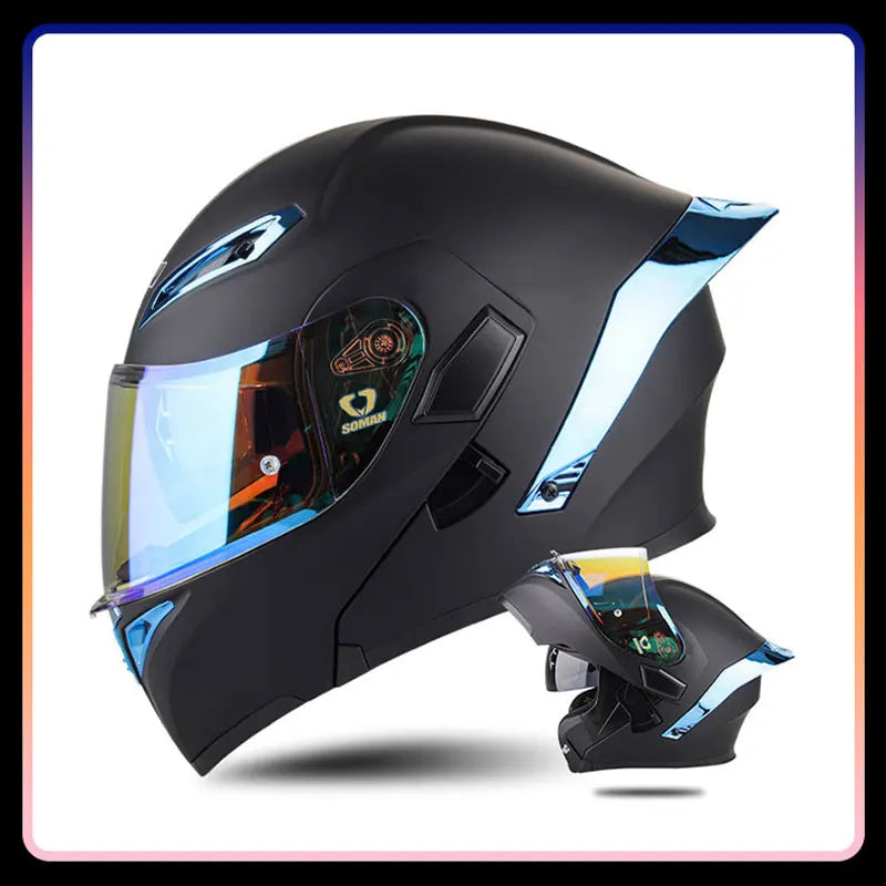 Men Women Motorcycle Helmets Full Face Helmet Colorful Dual Lens Flip Up Helmet DOT Approved Purple Modular Helm Casco Para Moto