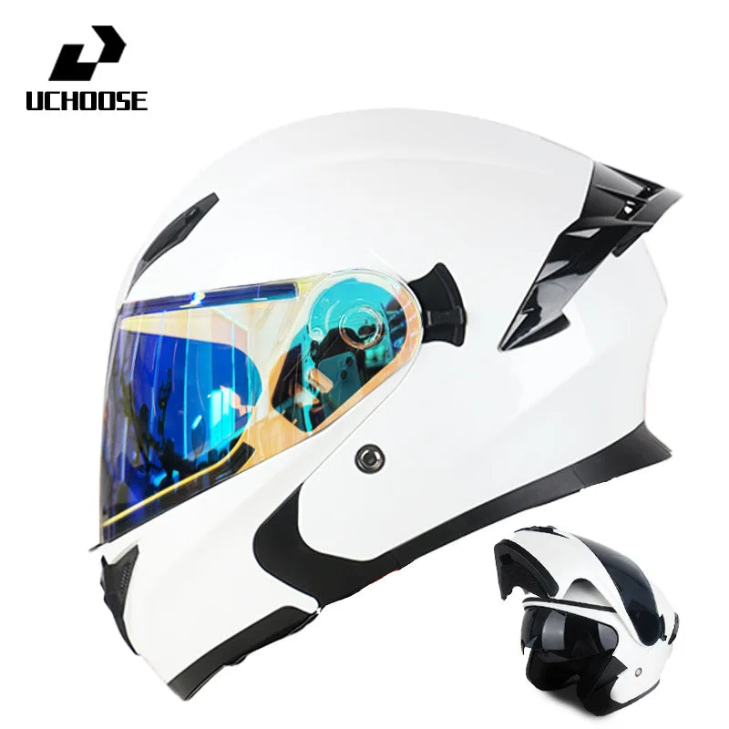 Motorcycle Helmet Dual Lens Cross-section Helmet Outdoor Cycling Flip Up Helmet Capacete Casco Moto with Bluetooth Headphones