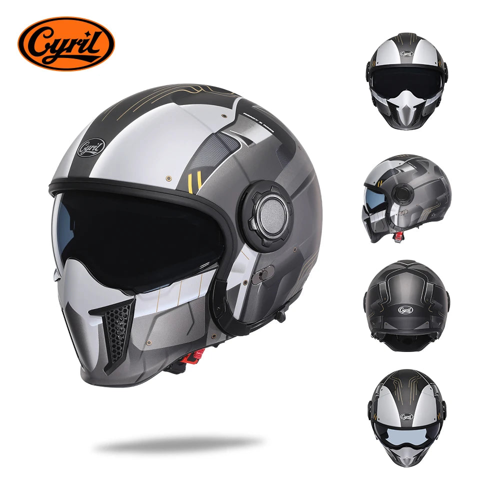 CYRIL Motorcycle Helmet Full Face Open Face Helmets 3/4 Men Women Modular Dual Visor Helmet For Motorcycle ECE DOT Approved