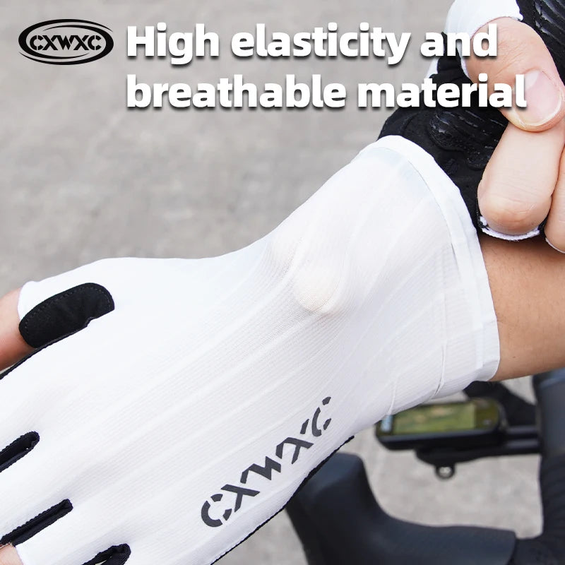 CXWXC Cycling Fingerless Gloves Bicycle Half Finger Gel Gloves Lycra Fabric Short Gloves Outdoor Sport Motorcycle Bike Mitten