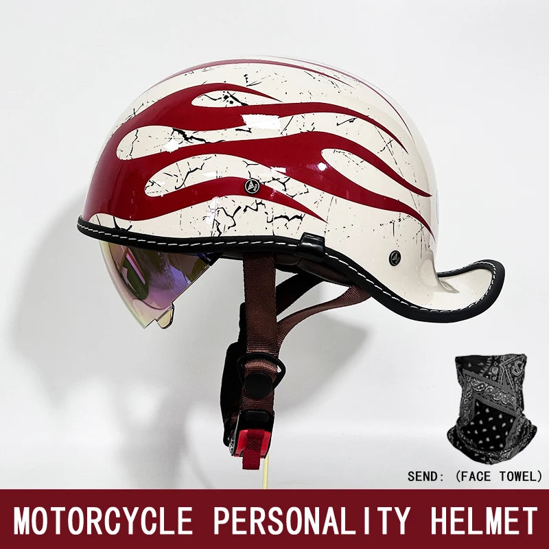 DOT motorcycle retro helmet scoop helmet for men and women summer half helmet cruise motorcycle tilt helmet commuter personality
