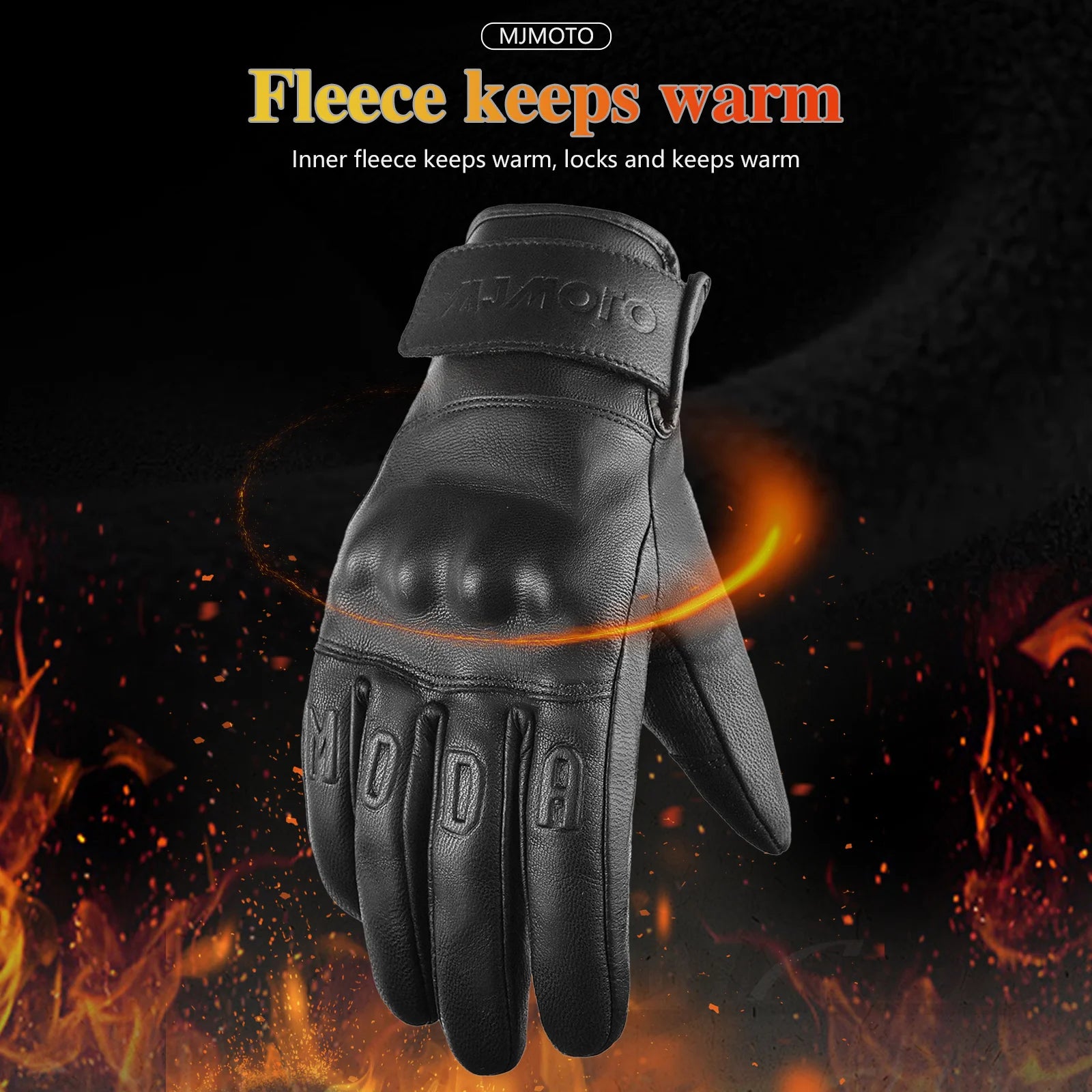 Retro Winter Motorcycle Leather Gloves with Certified Lined with Fleece for Warmth Protective Anti-fall Touch Motocross Gloves