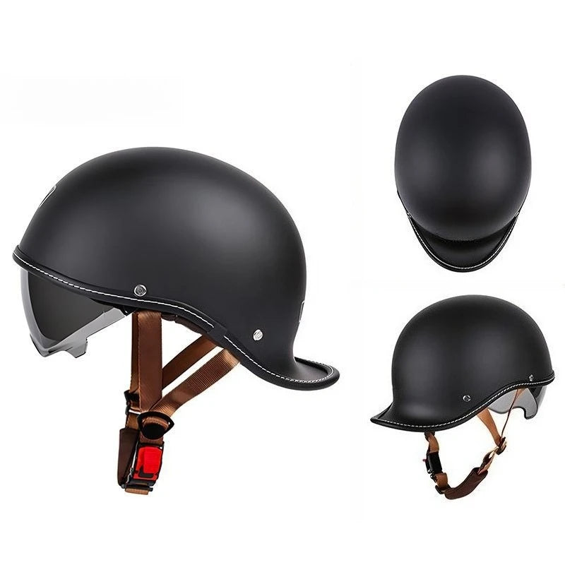 Retro Motorcycle Helmet Casco Moto Half Helmet German Classic Retro Cruise Helmet Capacete De Moto with HD Visors Four Seasons