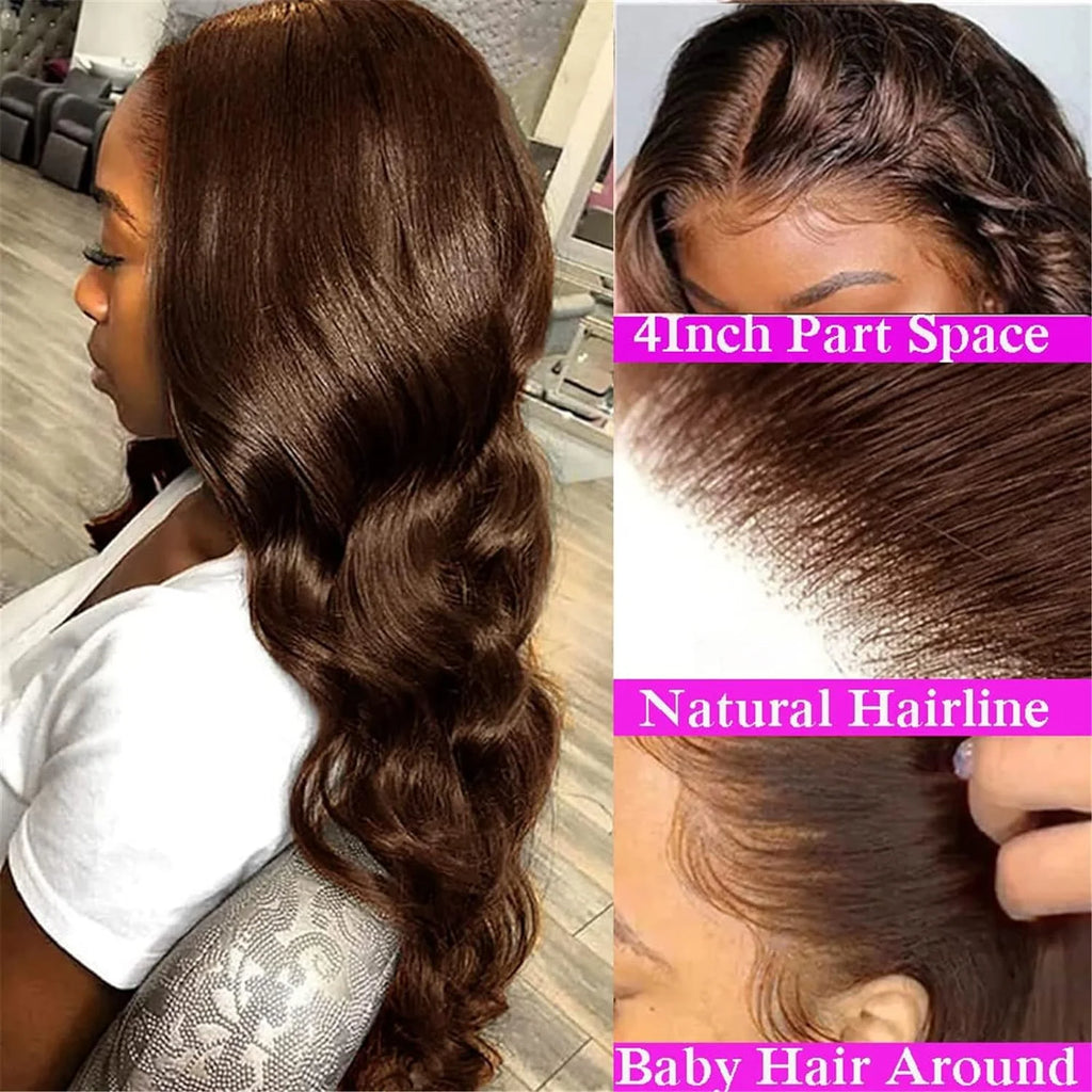 Transparent 30 Inch Chocolate Brown Colored Lace Front Wig Body Wave 13X4 13X6 Lace Frontal Human Hair Wigs For Women