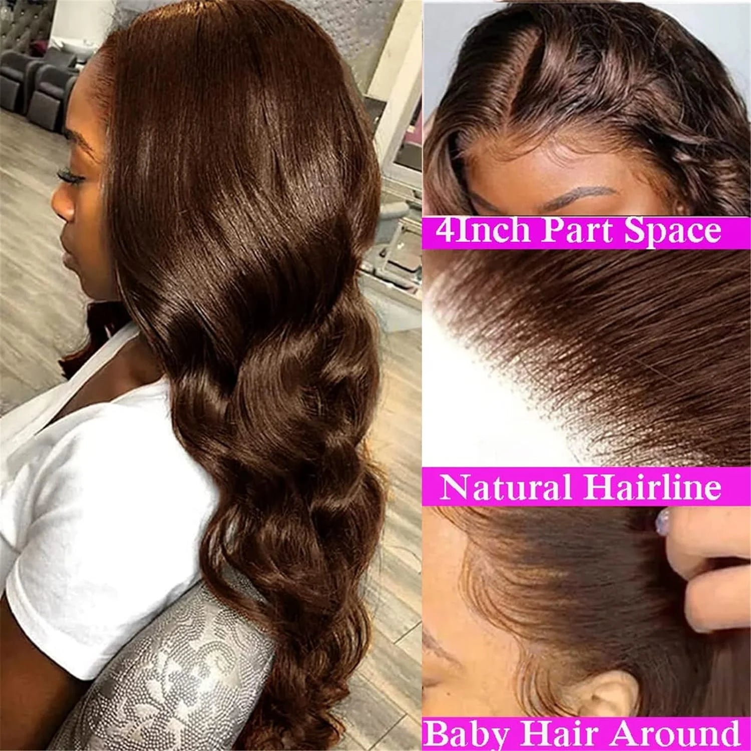 Transparent 30 Inch Chocolate Brown Colored Lace Front Wig Body Wave 13X4 13X6 Lace Frontal Human Hair Wigs For Women