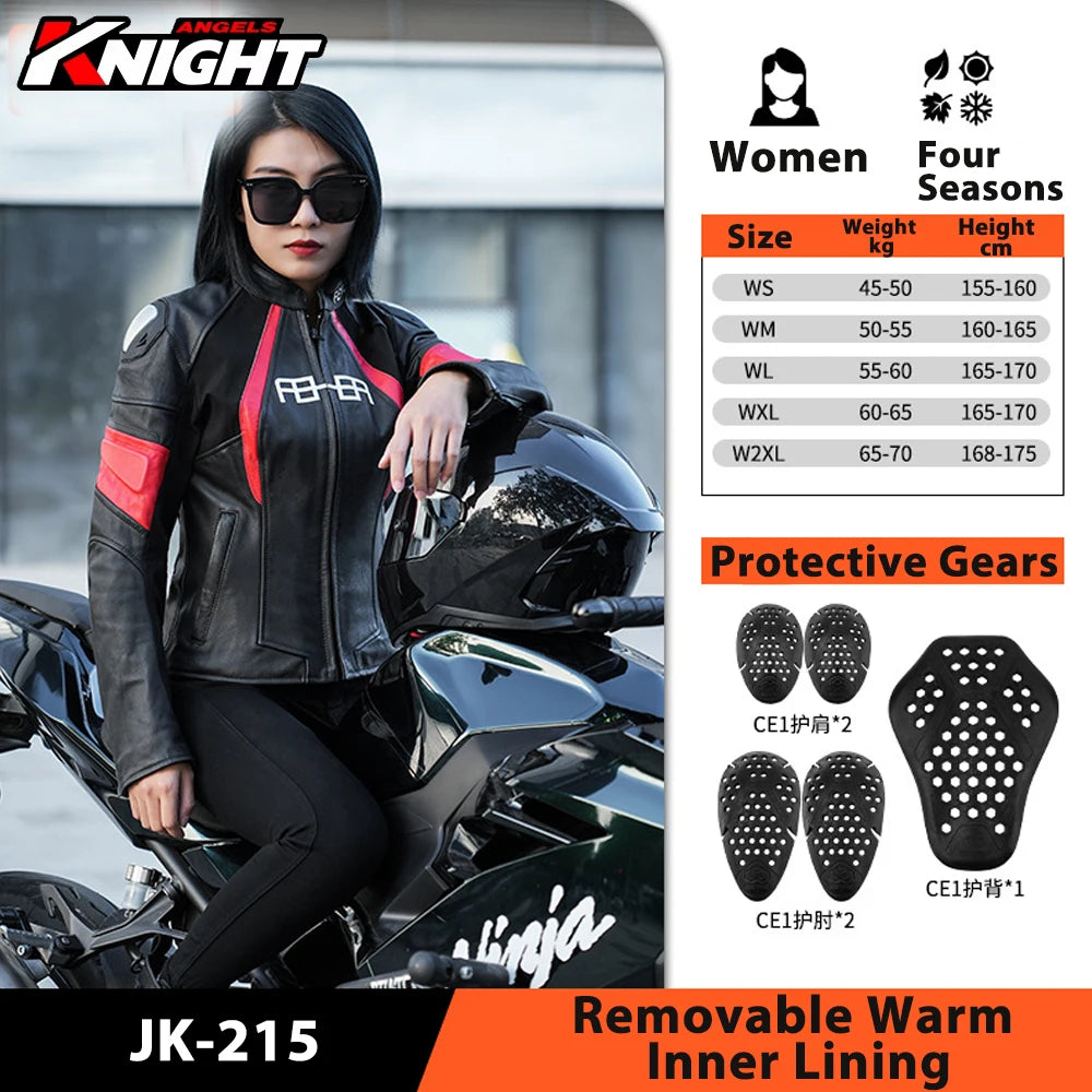 Motorcycle Riding Jacket Women Locomotive Thermal CE Protective Clothing Motorcross Racing Leather Jacket Four Seasons