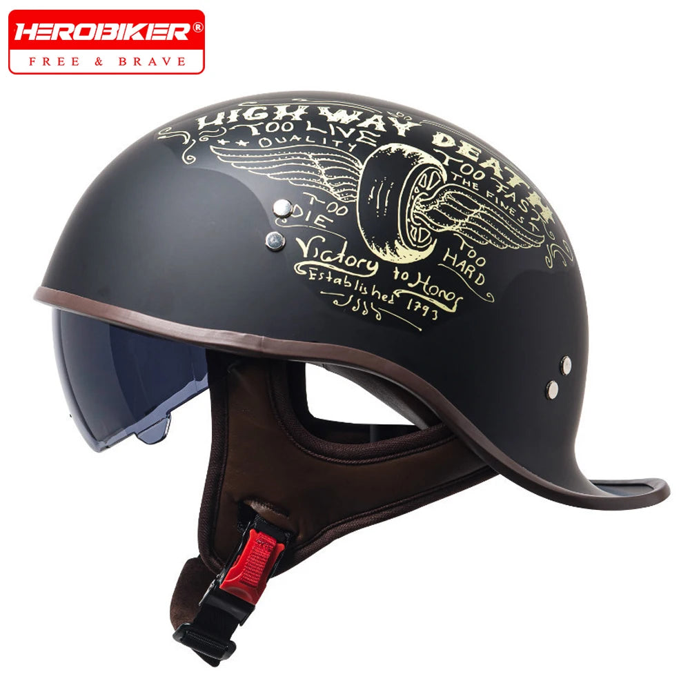 Retro Motorcycle Helmet Men Women Motorbike Half Helmet Riding Racing Moto Helmet DOT Certification Protection Vintage