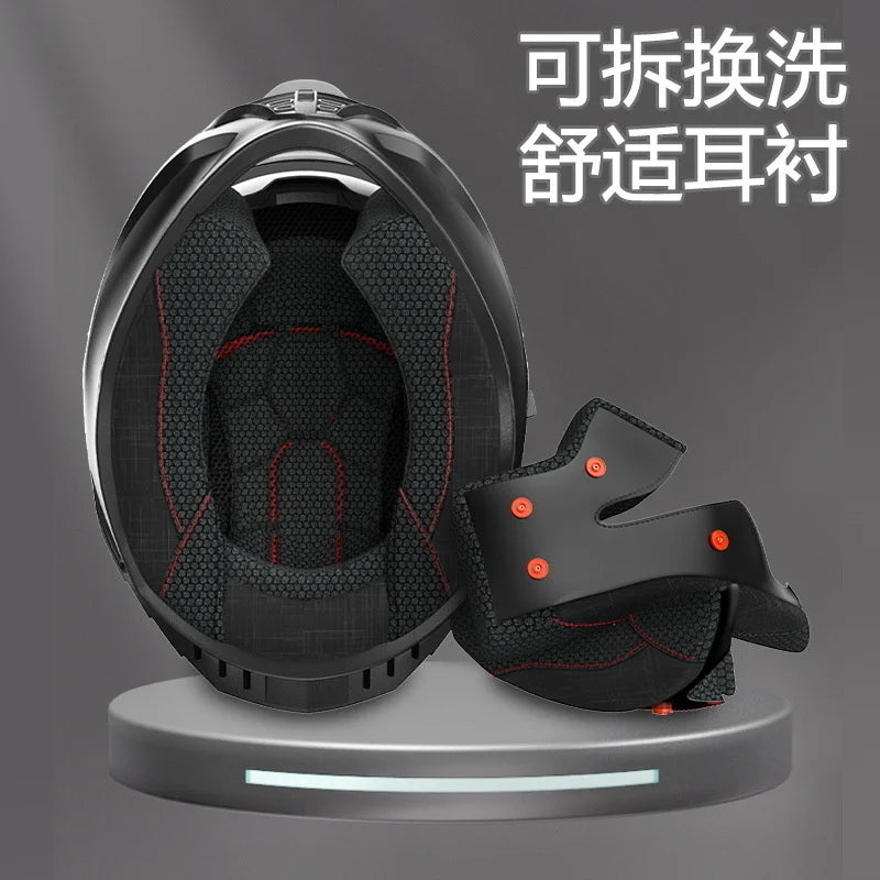 Full Face Motorcycle Helmet Latest DOT Approved  Racing Helmets Winter Warm Double Visor Motorbike Sports Safety helmet