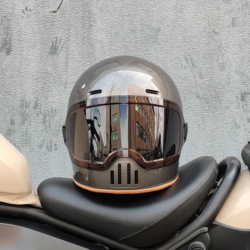 ORZ Retro Motorcycle Full Helmet Motorcycle Helmet Four Seasons Couple Street Bike Helmet Riding Cascos Para Moto