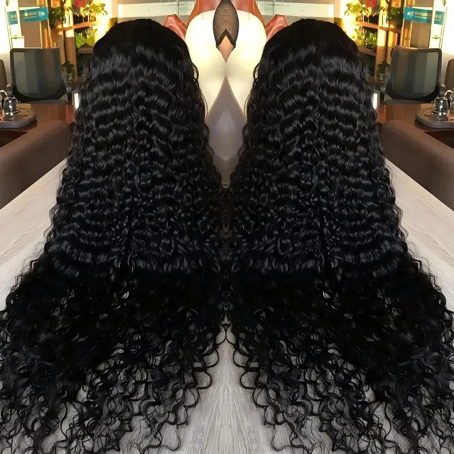 32 Inch 13x6 Deep Wave Lace Front Wig Human Hair 200% Density 13x4 Lace Front Wig Human Hair Pre Plucked Natural Color Curly Wig