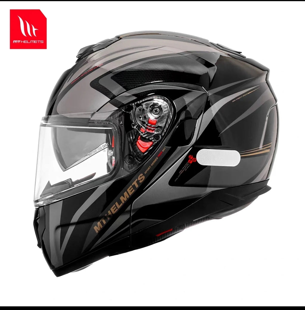 MT ATOM SV Double Lens Flip Up Helmet Motorcycle Safety Full Face Helmet for Men and Women DOT ECE Certification casco moto