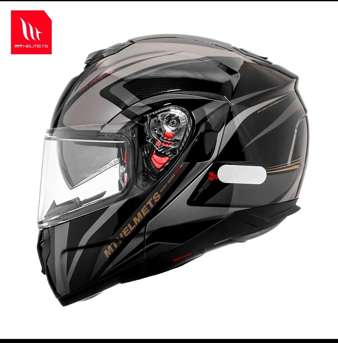 MT ATOM SV Double Lens Flip Up Helmet Motorcycle Safety Full Face Helmet for Men and Women DOT ECE Certification casco moto