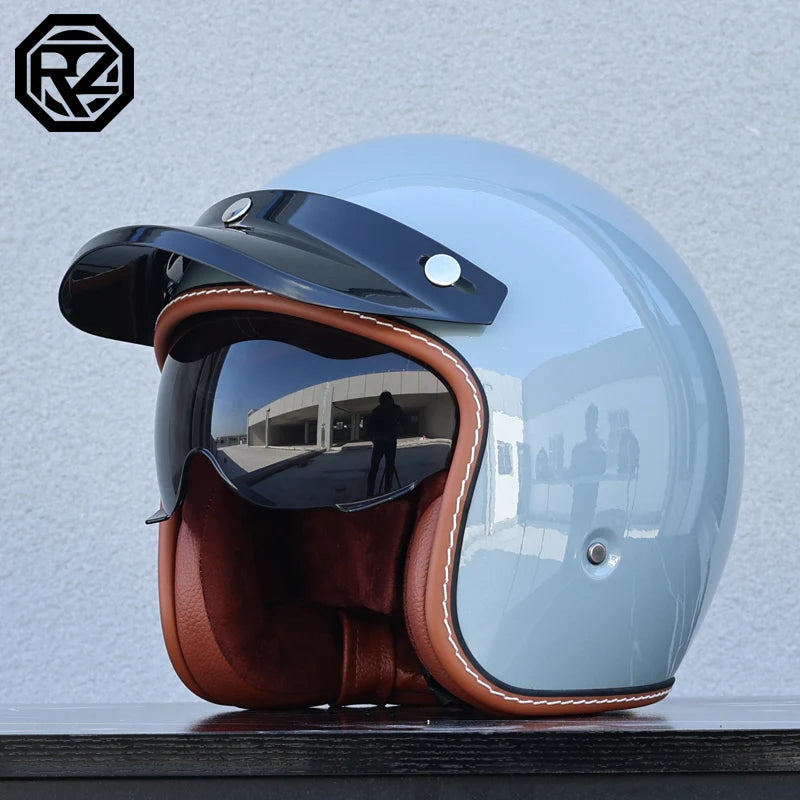 ORZ adult motorcycle helmet retro cruise 3/4 motorcycle half helmet with sun visor DOT approved