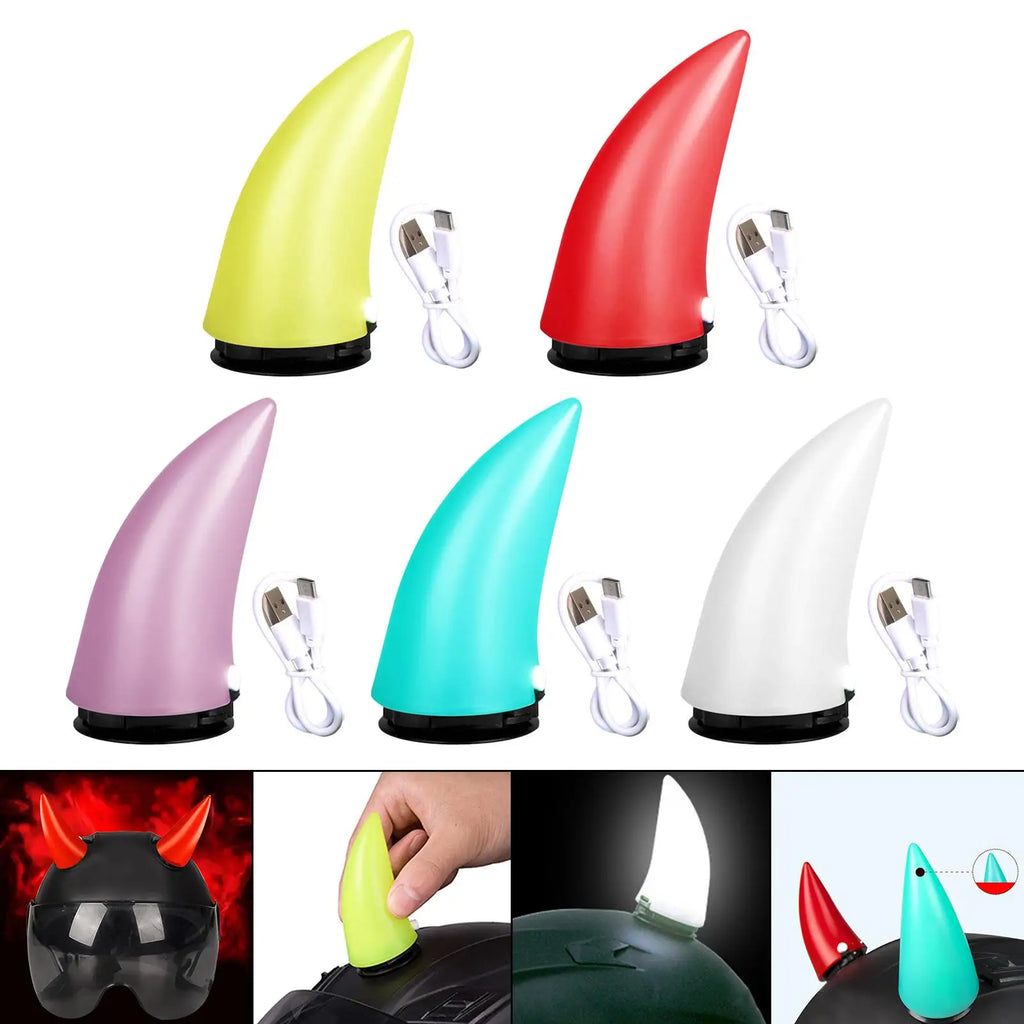 Illuminated Devil Horn for Helmet Waterproof Headwear Accessories Adhesive Car Roof Decoration Fit for Night Riding Motorcycle