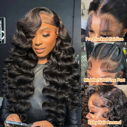 42 40 Inch Human Hair 13x6 13x4 HD Lace Frontal Wig Glueless Loose Deep Wave Curly Human Hair Full Lace Front Wig Preplucke