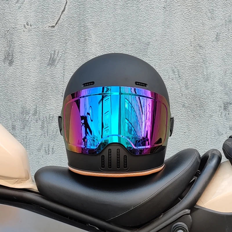 ORZ Retro Motorcycle Full Helmet Motorcycle Helmet Four Seasons Couple Street Bike Helmet Riding Cascos Para Moto