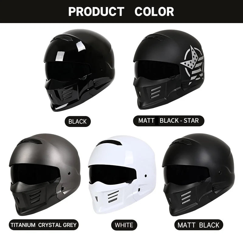 Scorpion Motorcycle Helmets ABS Retro Combination Full Face Helmet Built-in Lens Four Seasons Adult Men Women DOT Approved Moped