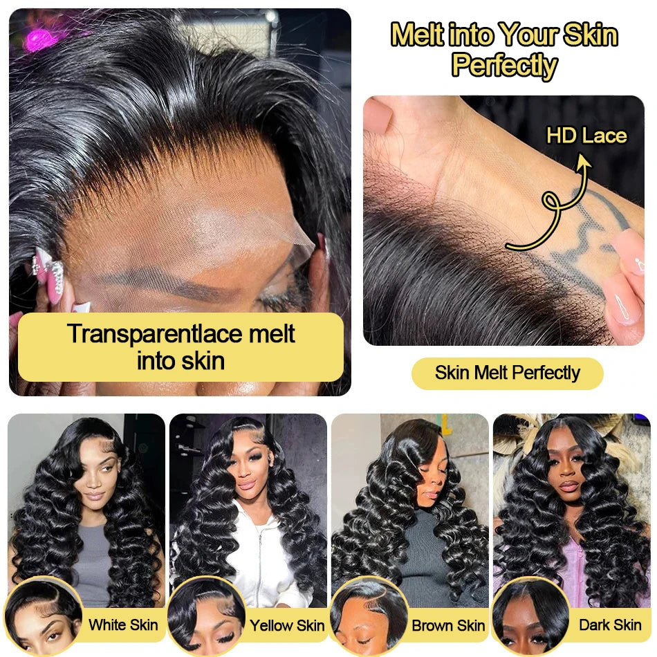 30 Inch Loose Deep Wave 13x6 360 HD Lace Front Wigs Human Hair 220 Density Brazilian Curly 4x4 Lace Closure Wig Preplucked