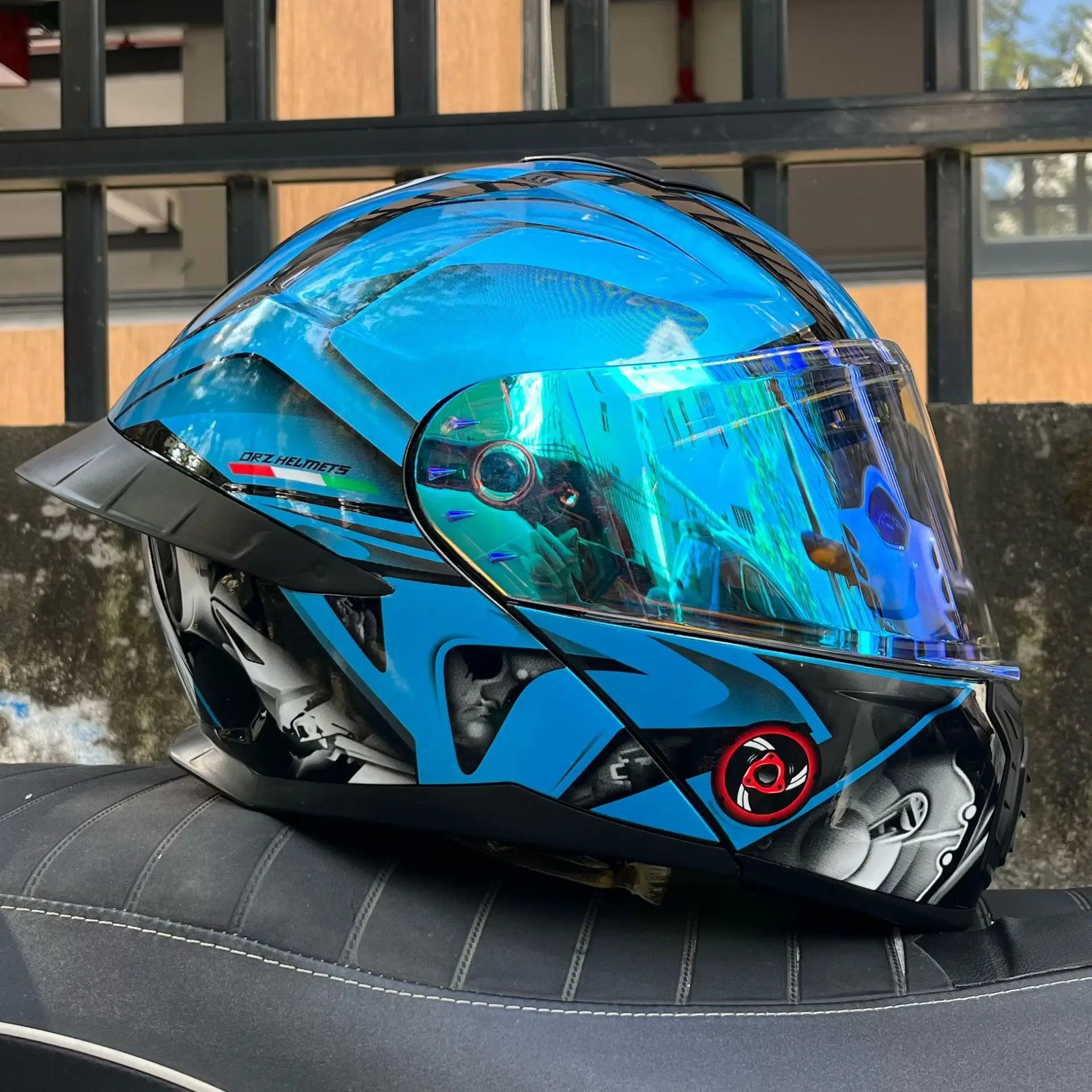 ORZ Motorcycle Helmet Dual Visor Modular Flip Up Full Face Helmet Cascos Para Moto Motocross Night Vision Lens DOT Approved