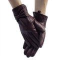 New Women Bowknot Real Sheepskin Gloves Winter Warm Fleece Lining Genuine Leather Driving Mittens Moto Biker Riding Gloves
