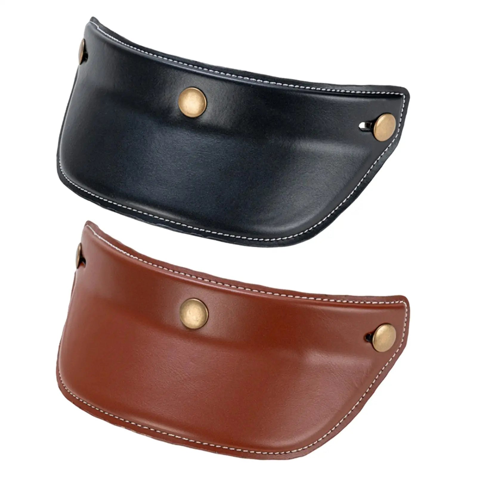 Motorcycle Helmet Sun Visor Three Button Replacement Part PU Leather Lightweight Shield for Vintage Motocross Helmet Decoration