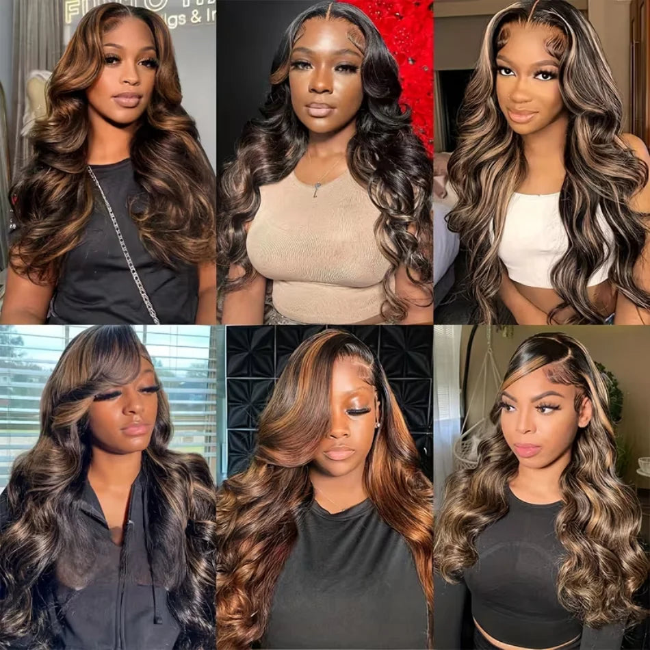 P1B30 Highlight 13X6 Lace Frontal Wig Human Hair 5X5 Hd Lace Closure Wig Glueless Bdoy Wave Human Hair Wigs Brazilian 30 38 Inch