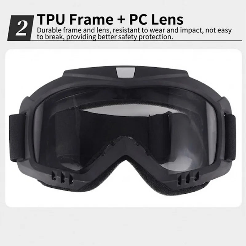 Cycling Dustproof Adjustable Motorcycle Goggles Breathable Full Face Protective Sunglasses Riding Outdoor Sport Windproof Mask