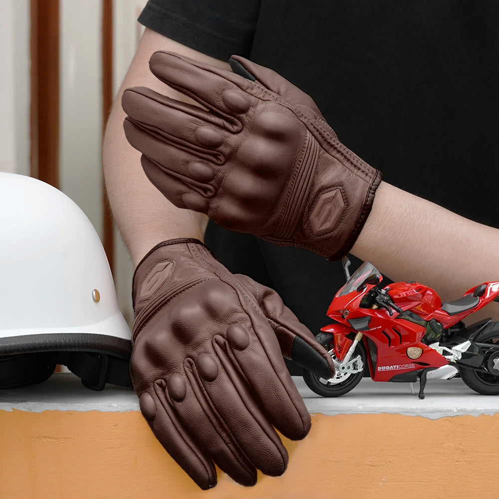 Motorcycle Gloves For Winter Windproof Warm And Fall Resistant Off-road Motorcycle Riding Touch Screen Full Finger Leather Glove