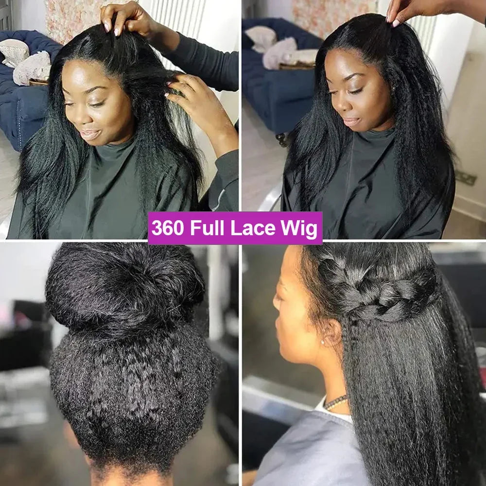 30 40 Inch Kinky Straight 13x6 HD Lace Frontal Wigs Pre Plucked Yaki Straight 13x4 360 Full Lace Front Human Hair Wigs For Women
