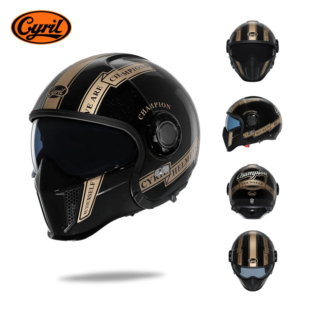 CYRIL Motorcycle Helmet Full Face Open Face Helmets 3/4 Men Women Modular Dual Visor Helmet For Motorcycle ECE DOT Approved