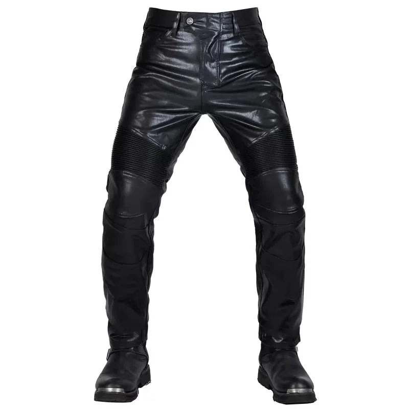 2024 Motocross Racing Pants PU Leather Biker Trousers Waterproof Windproof Men With 4X CE Knee Hip Pad Motorcycle Riding Jeans