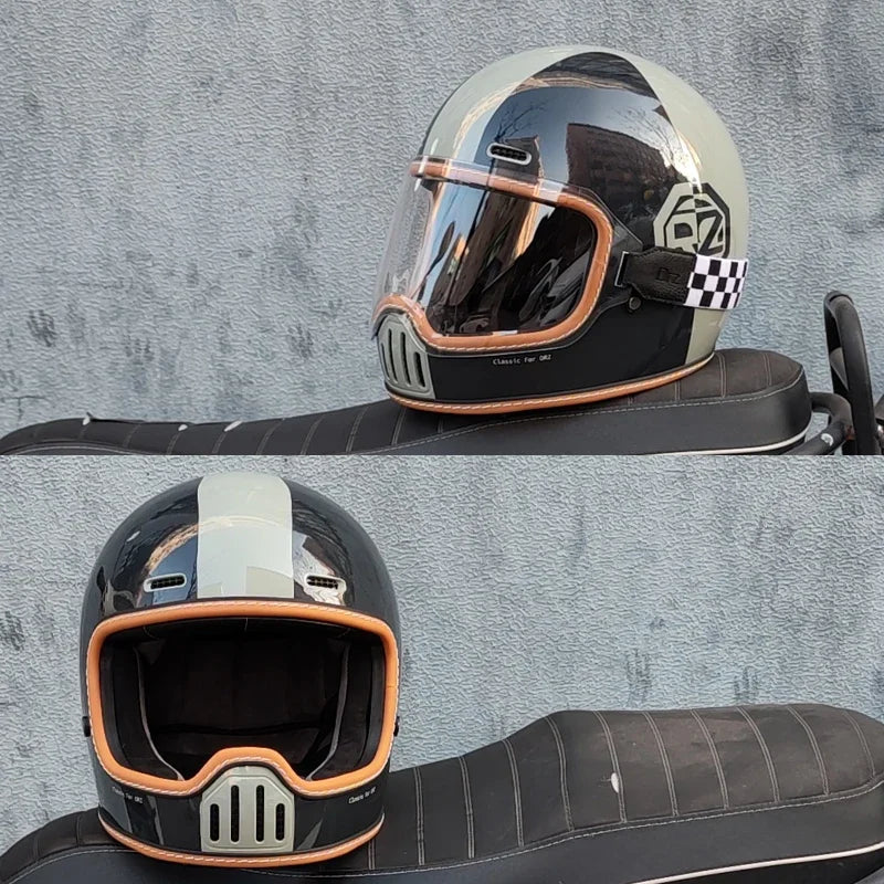 ORZ Retro Motorcycle Full Helmet Motorcycle Helmet Four Seasons Couple Street Bike Helmet Riding Cascos Para Moto