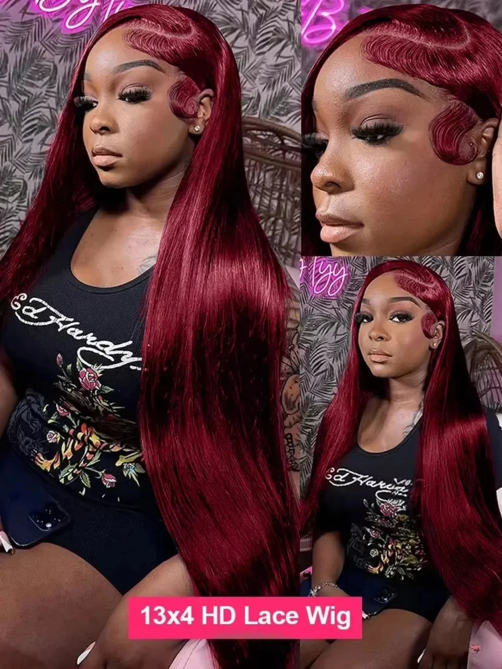 99j Burgundy 30 36 Inch Bone Straight 13x6 Hd Human Hair Lace Frontal Wig 13x4 Brazilian Red Colored Lace Front Human Hair Wigs