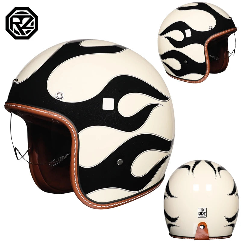 ORZ adult motorcycle helmet retro cruise 3/4 motorcycle half helmet with sun visor DOT approved