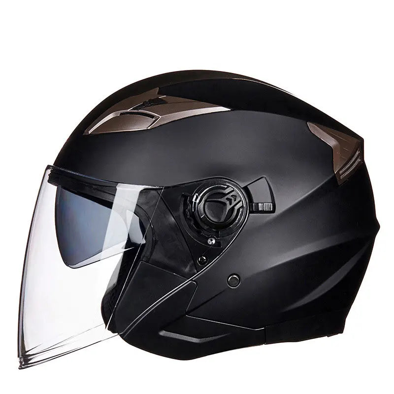 Dual Lens Retro Open Face 3/4 Motorcycle Helmet Riding Motocross Racing Motobike Vintage Cascos Capacete De Moto Men Women DOT
