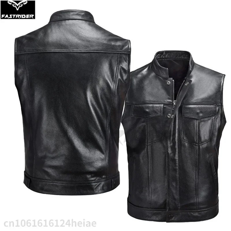 Motorcycle Riding Vest Zipper Button Motorcycle Casual Leather Vest Leather Vest Motorcycle