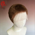 Hesperis Natural Brown Buzz Cut Full Lace Wig for Men Brazilian Remy Short Human Hair Pre-Plucked Wig #4 Color Male Wigs