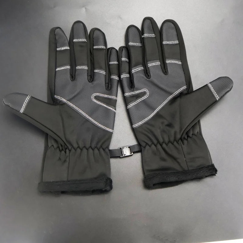 Motorcycle Gloves Touch Screen Motorbike Riding Gloves Winter Thermal Fleece Lined Water Resistant Skin-Friendly Cycling Gloves