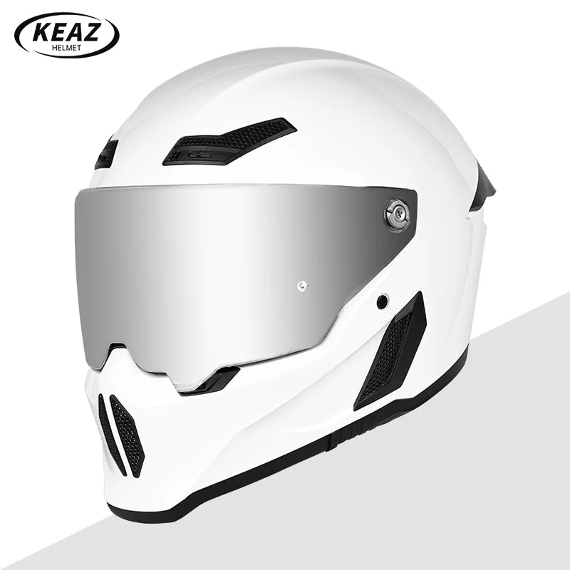 Personalized Retro Black Motorcycle Helmet Men Women Full Helmet for Motorcycles DOT Cover Suitable for All Seasons and Anti-Fog