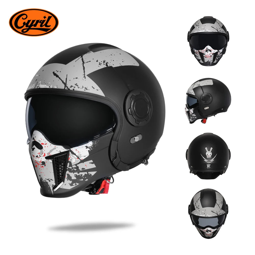 CYRIL Motorcycle Helmet Full Face Open Face Helmets 3/4 Men Women Modular Dual Visor Helmet For Motorcycle ECE DOT Approved